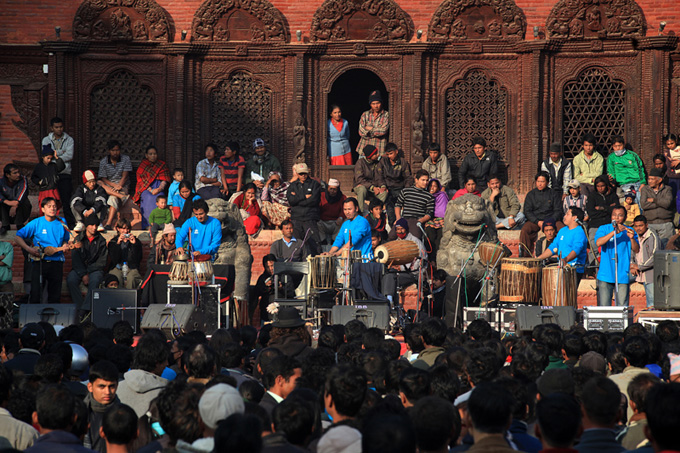 Kutumba performs at Shiva Parbati dabali, Basantapur for the opening day of Under One Sun Festival, 14th December 2010.
