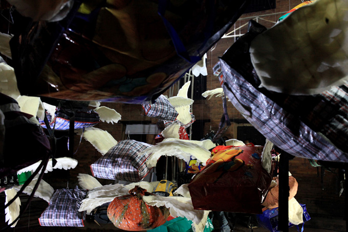 Sunita Maharjan and Sanjeev Maharjan's installation art work.
