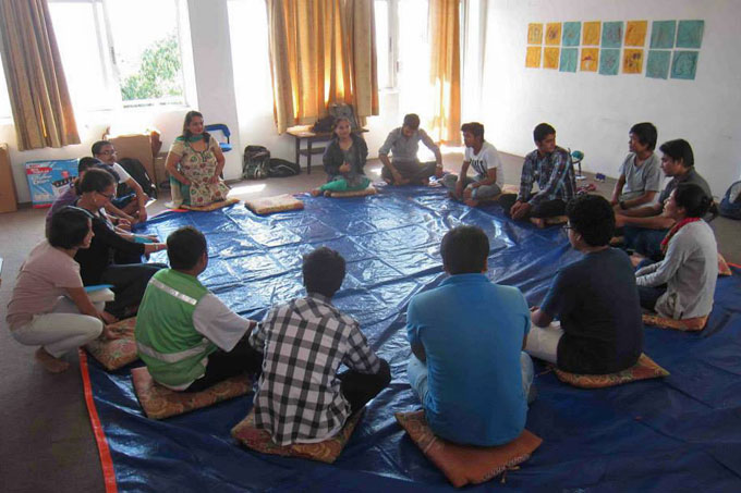 The goal of the training was to prepare participants to run art workshops with reusable materials in a way that facilitates each child’s creative expression. Photo: Sanjeev Maharjan
